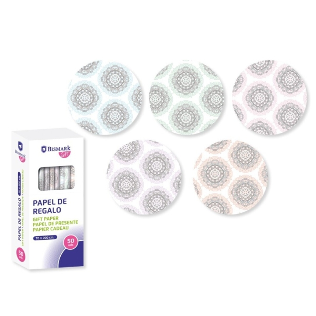 Bismark Mandalas Rollo de Papel Regalo - Medidas 70cmx200cm - 5 Diseños Diferentes 1