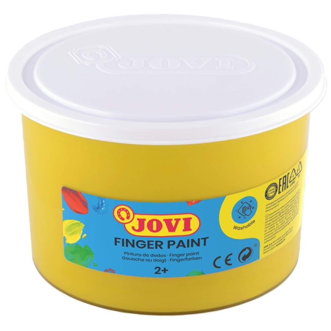 Jovi Finger Paint Bote de 500ml Pintura de Dedos - Ingredientes Naturales - Colores Mezclables - Textura Gelatinosa - Lavable - Color Amarillo 1