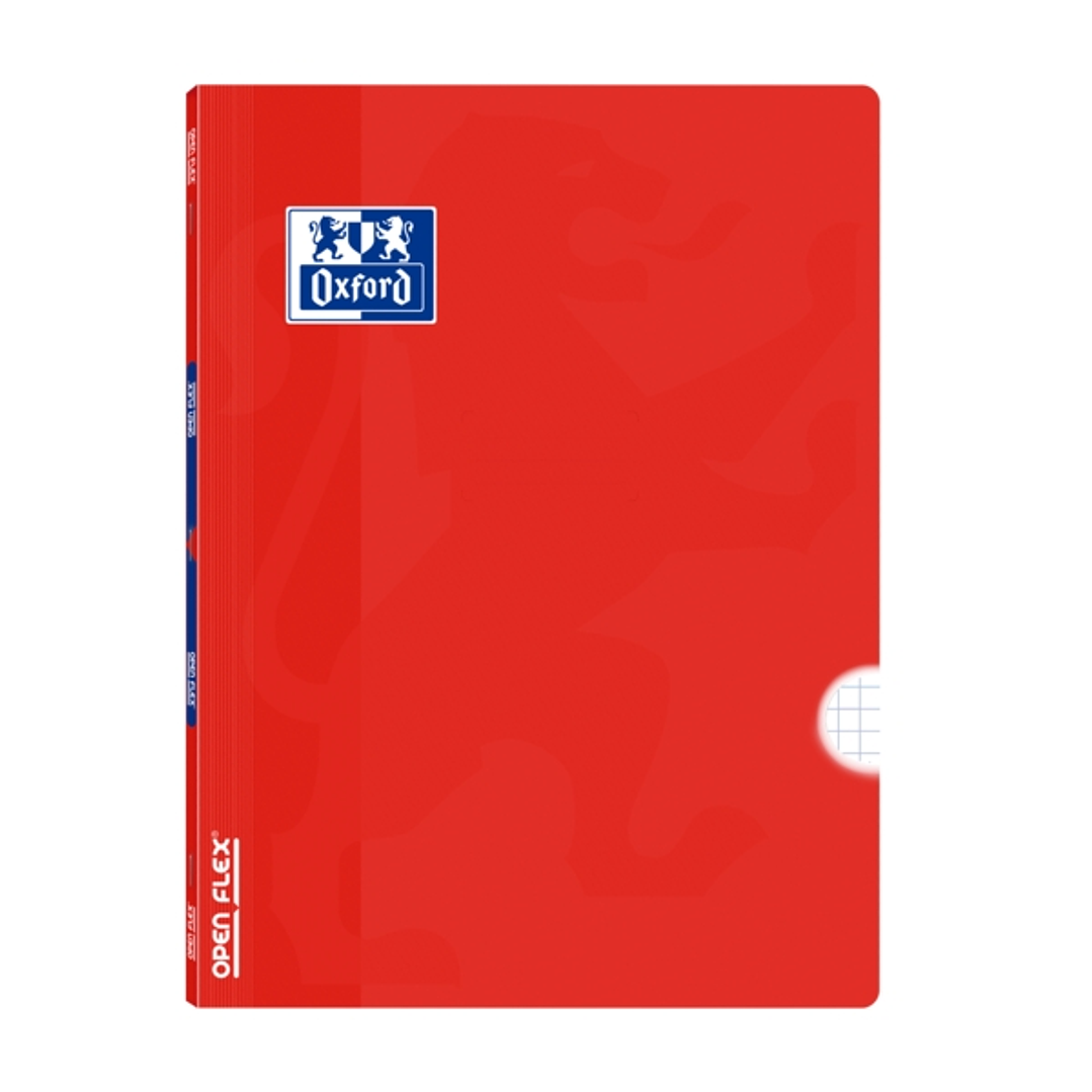 Oxford School Classic Openflex A4 - Tapa de Plastico Resistente - Libreta Grapada 4x4 con Margen - 48 Hojas de Alta Calidad - Color Rojo 1
