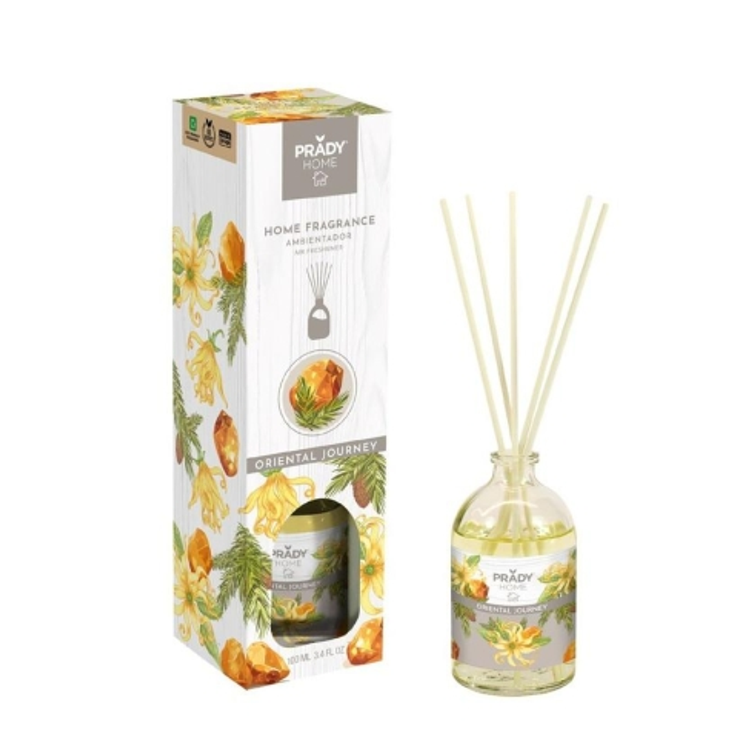 Prady Ambientador Mikado Oriental Journey - Frasco de Cristal 100 ml y Varitas Difusoras 1