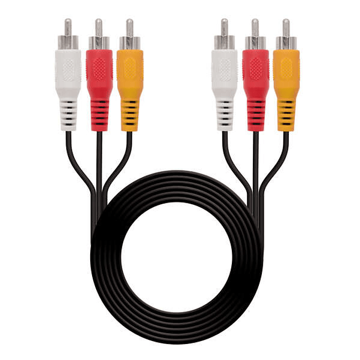 Nanocable Cable Audio Video 3x RCA Macho a 3x RCA Macho 1.80m - Color Negro 1