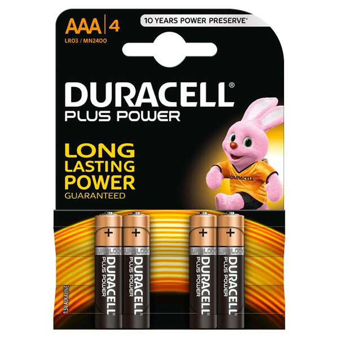 Duracell MN2400B4 Pilas Alcalinas AAA LR03 1.5V Plus Power (4 unidades) 1