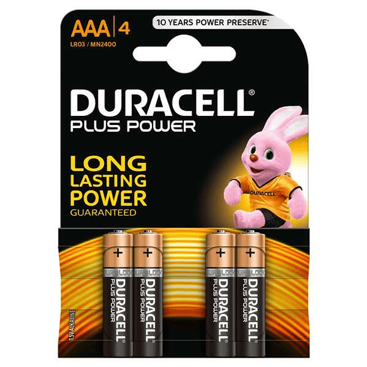 Duracell MN2400B4 Pilas Alcalinas AAA LR03 1.5V Plus Power (4 unidades) 1