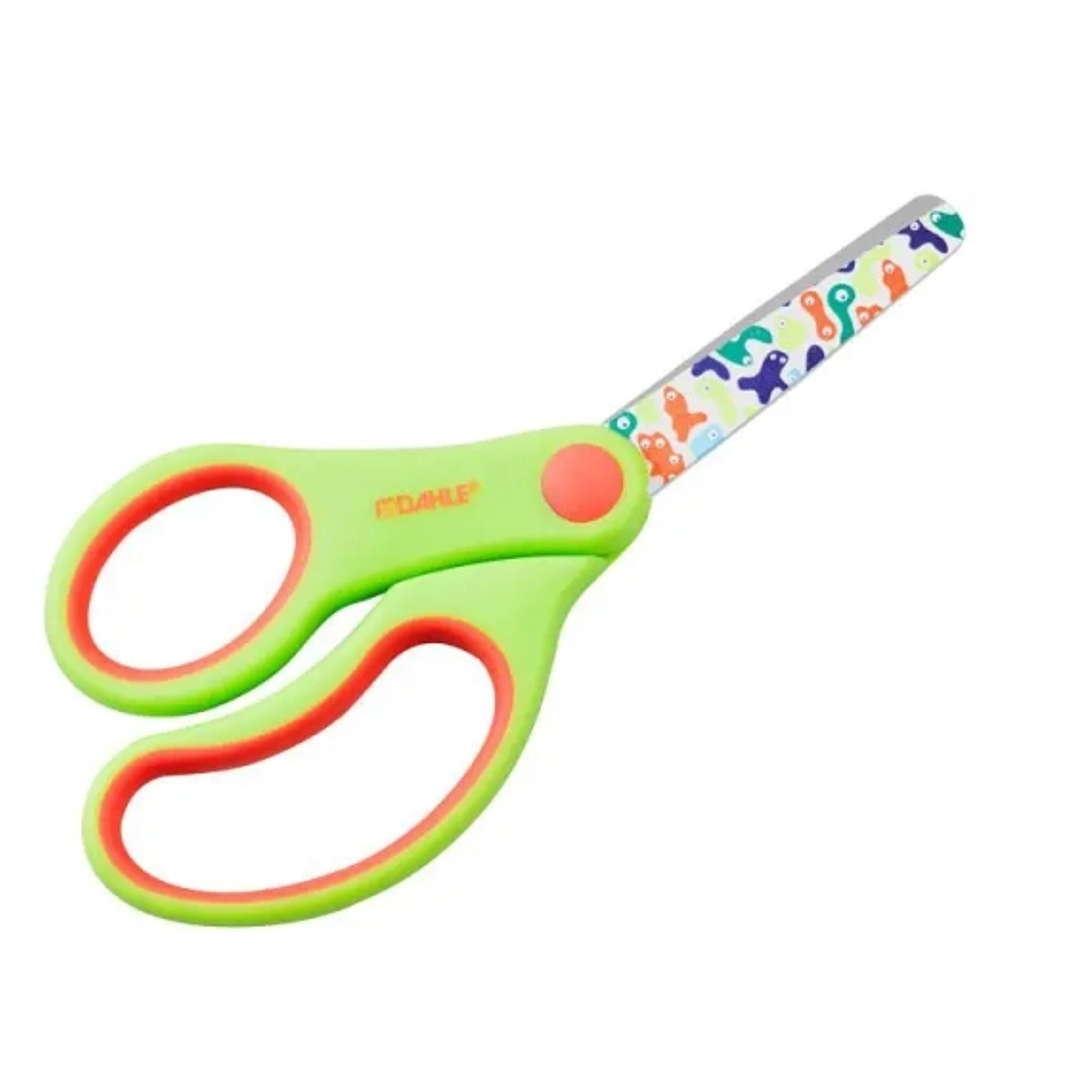 Dahle 54671 Kids Tijeras Infantiles para Zurdos 13cm - Puntas Redondeadas - Acero Inoxidable - Mangos Ergonomicos Recubiertos de Goma - Color Verde 1