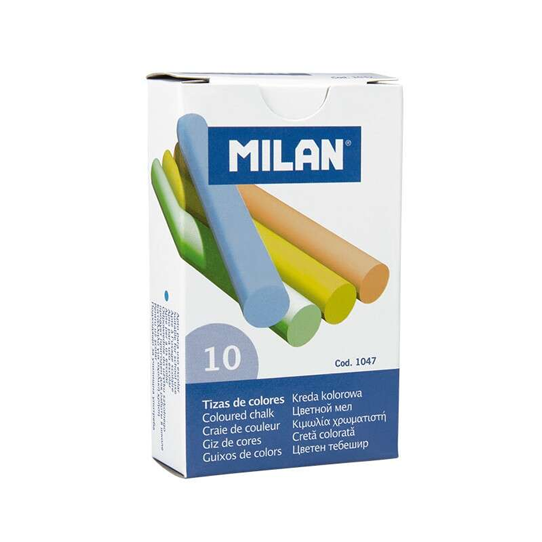 Milan Pack de 10 Tizas de Colores - Redondas - No Contienen Caseina - Colores Surtidos 1
