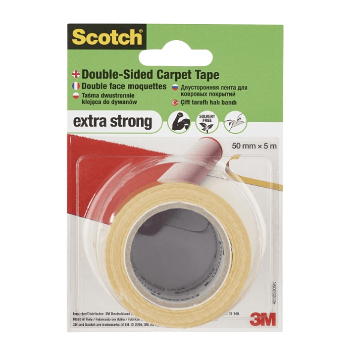 Scotch Universal Cinta Adhesiva para Moqueta 50mm x 5m - Alta Fuerza Adhesiva - Facil de Rasgar a Mano - Color Blanco 1