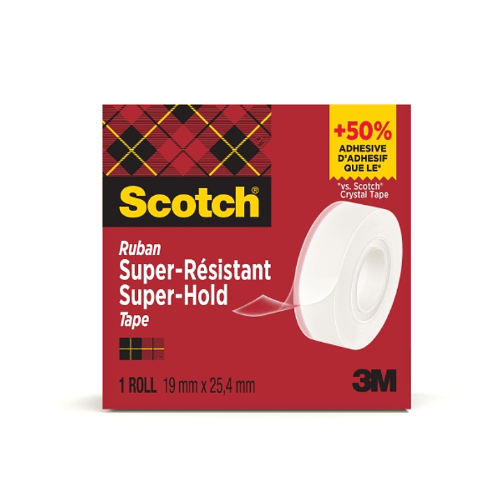 Scotch Super-Hold Cinta Adhesiva - Extrafuerte - 19mm x 25.4m - Color Transparente 1