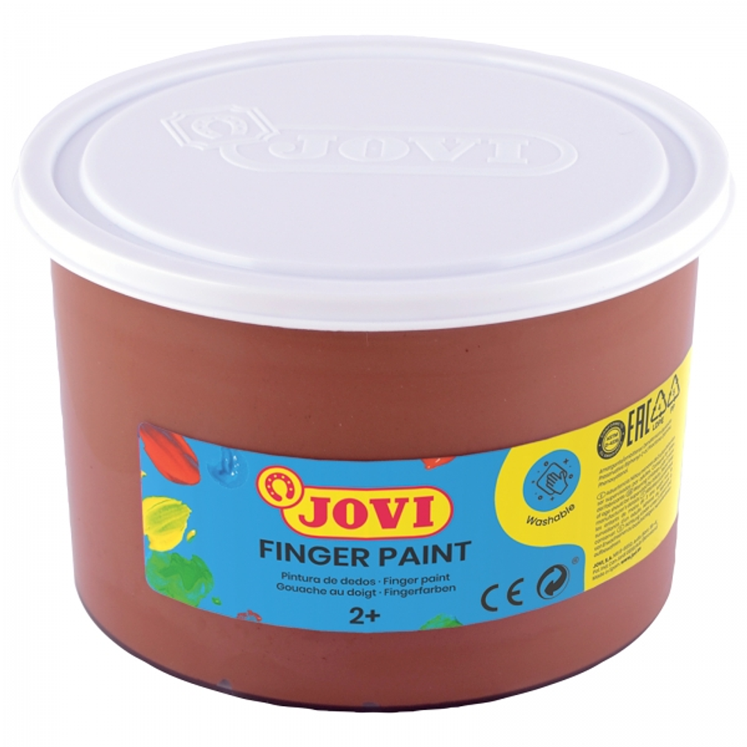 Jovi Finger Paint Bote de 500ml Pintura de Dedos - Ingredientes Naturales - Colores Mezclables - Textura Gelatinosa - Lavable - Color Marrón 1