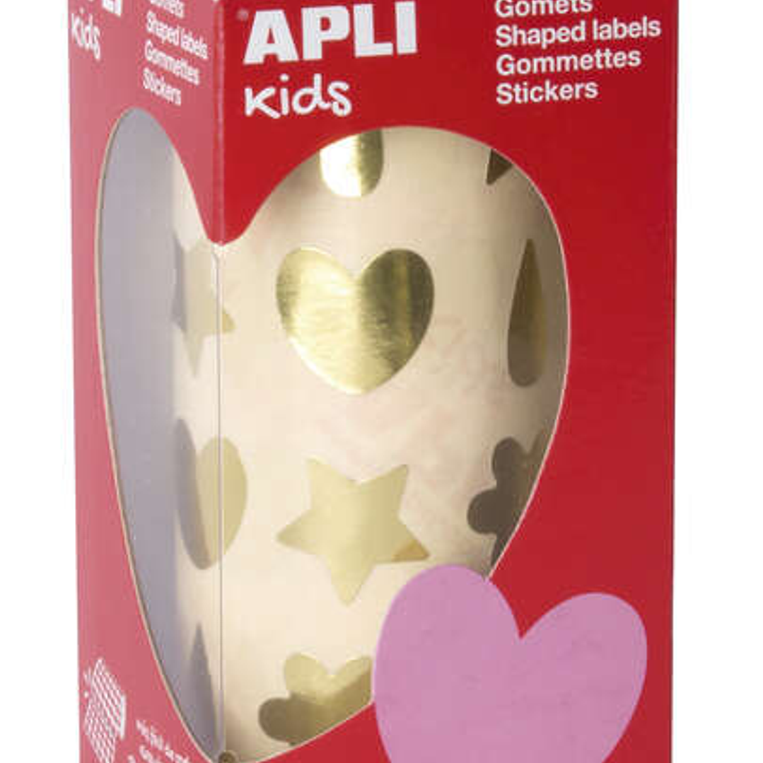 Apli Gomets Oro Formas Surtidas - 720 Gomets por Rollo - Adhesivo Base Agua - Cumple Normas EN-71 y FSC 1