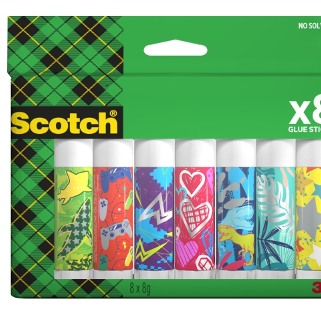 Scotch Pack de 8 Pegamentos en Barra Adhesivo Solido - 8gr por Unidad - Color Transparente 1