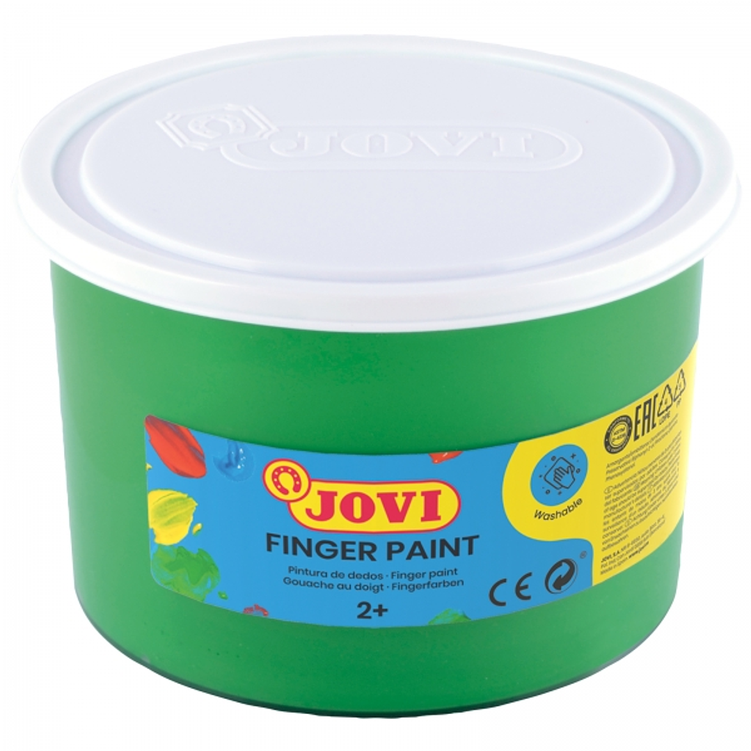Jovi Finger Paint Bote de 500ml Pintura de Dedos - Ingredientes Naturales - Colores Mezclables - Textura Gelatinosa - Lavable - Color Verde 1
