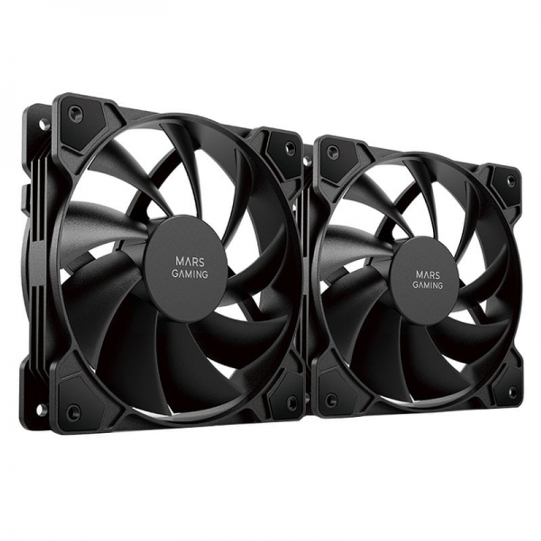 Mars Gaming MFPROX2W Ventiladores Profesionales - Ultra Silenciosos - Rodamientos FDB - Conectividad 3PIN+4PIN - Kit de 2 Unidades - Blanco o Negro -  1
