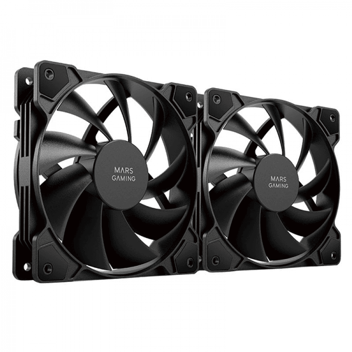Mars Gaming MFPROX2W Ventiladores Profesionales - Ultra Silenciosos - Rodamientos FDB - Conectividad 3PIN+4PIN - Kit de 2 Unidades - Blanco o Negro -  1