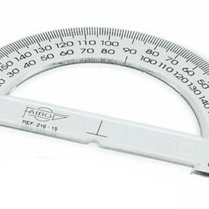 Faibo Semicirculo Escolar Graduado de 15cm - Biselado y Reborde para Tinta - Transparente 1