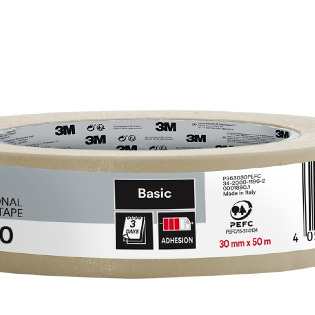 3M Cinta de Enmascarar Profesional - 30mm x 50m - 70% PEFC - Color Blanco 1