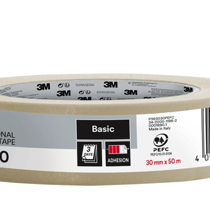 3M Cinta de Enmascarar Profesional - 30mm x 50m - 70% PEFC - Color Blanco 1