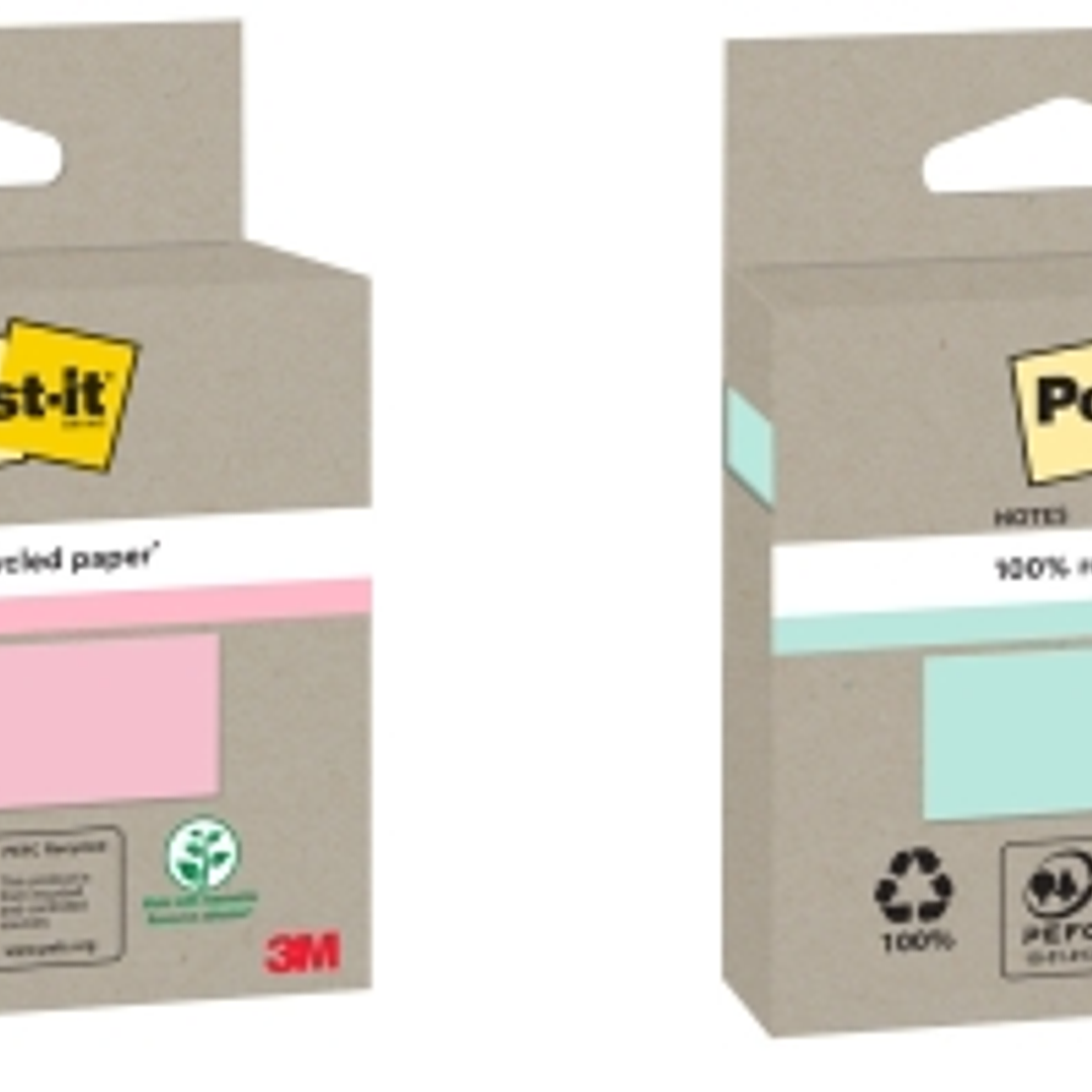 Post-It Bloc de 100 Notas Adhesivas Recicladas - Forma Cuadrada - Colores Surtidos Aleatorios 1