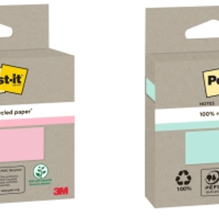 Post-It Bloc de 100 Notas Adhesivas Recicladas - Forma Cuadrada - Colores Surtidos Aleatorios 1