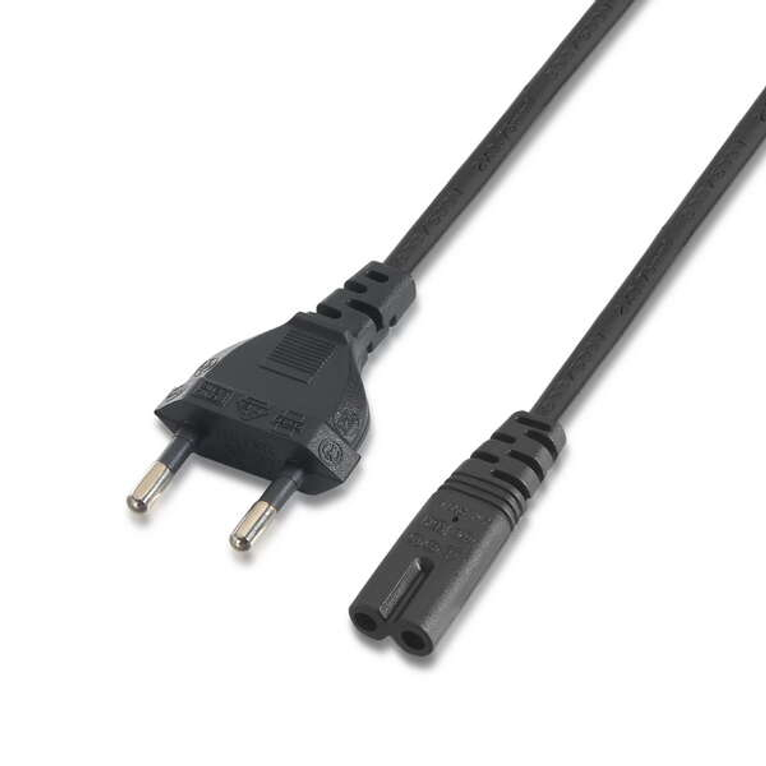 Aisens Cable Alimentacion Forma 8 - CEE7/16/M-C7/H - 1.5m - 100% Cobre Puro AWG18 - Color Negro 1