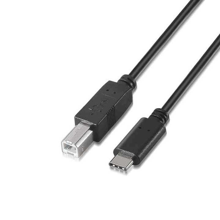 Aisens Cable USB 2.0 Impresora 3A - Tipo USB-C Macho a B Macho - 1.0m - Color Negro 1