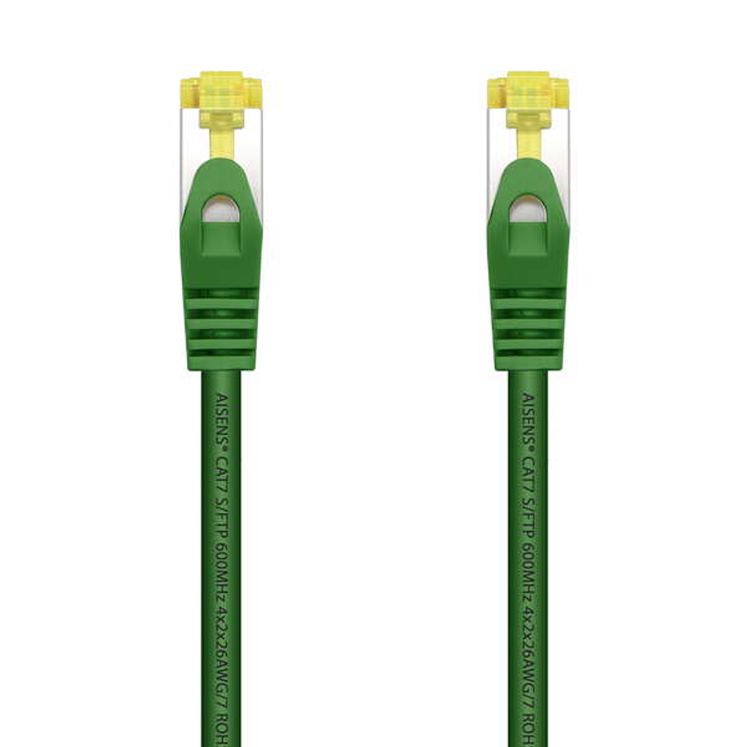 Aisens Cable de Red Latiguillo RJ45 LSZH Cat.7 600 MHz S/FTP PIMF AWG26 - 0.5M - Color Verde 1