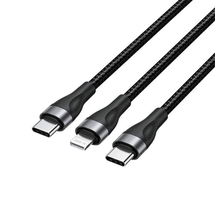 Vention Cable de Carga USB-C a USB-C y Lightning - 480Mbps - Aluminio/PVC - 3A/27W/60W - Color Negro 1
