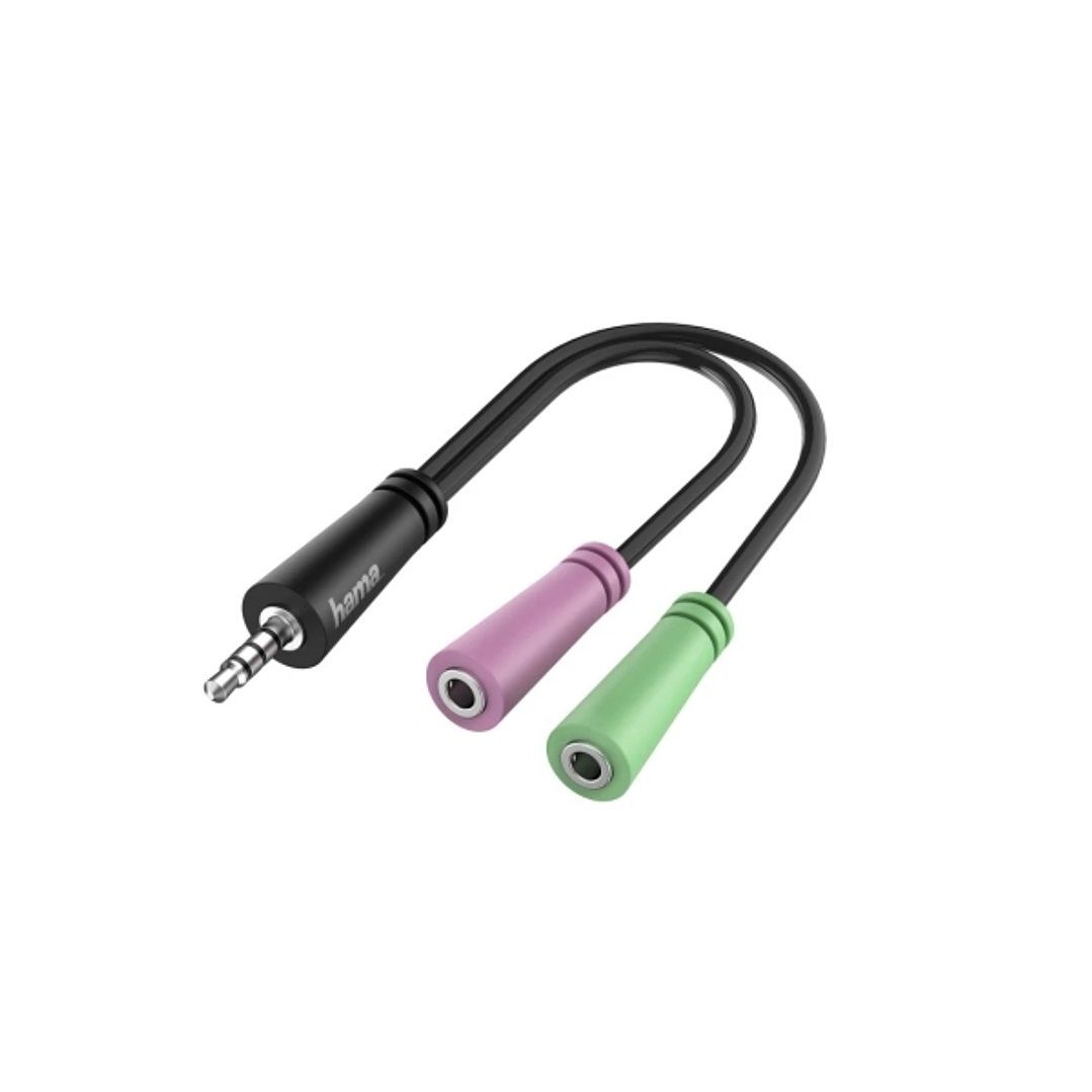 Hama Essential Cable Adaptador de Audio - 0.15m - 2x Jack Hembra de 3.5mm - Jack Macho de 3.5mm - 3 Polos - Color Negro 1