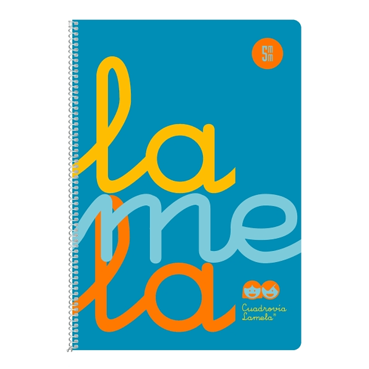 Lamela Cuaderno Espiral con 80 Hojas de 90g/m2 con Margen - Formato Cuarto - Pauta Cuadrovia de 5mm - Cubierta Extra Dura - Papel Offset Blanco Extra  1