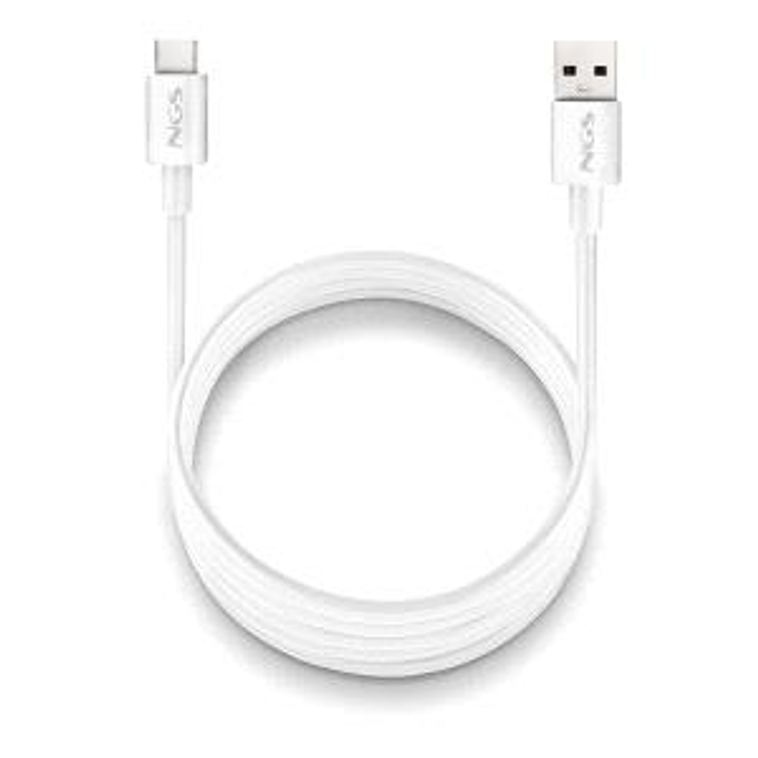 NGS ZYRO-AC Cable USB-C a USB-A - Cargar Rapida - 480 Mbps - 15W - 1 Metro - Color Blanco 1