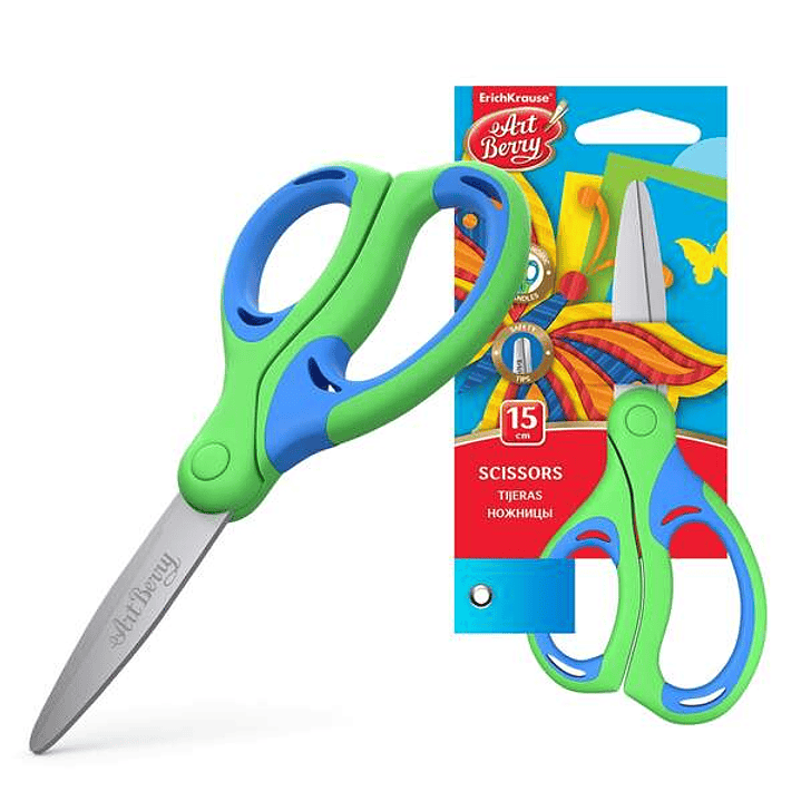Erichkrause Artberry Combi Tijeras - Cuchillas de Acero Inoxidable - Extremos Redondeados - Resistente a La Corrosion - Mangos Ergonomicos - Color Var 1