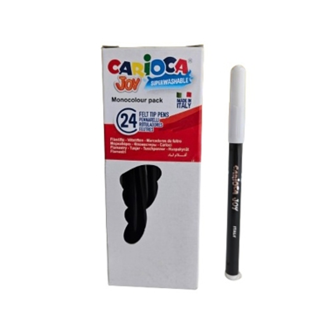 Carioca Joy Rotulador Monocolor - Cuerpo Redondo - Tinta Superlavable - Punta Fina 2.8mm Bloqueada - Tapa Ventilada - Color Negro 1