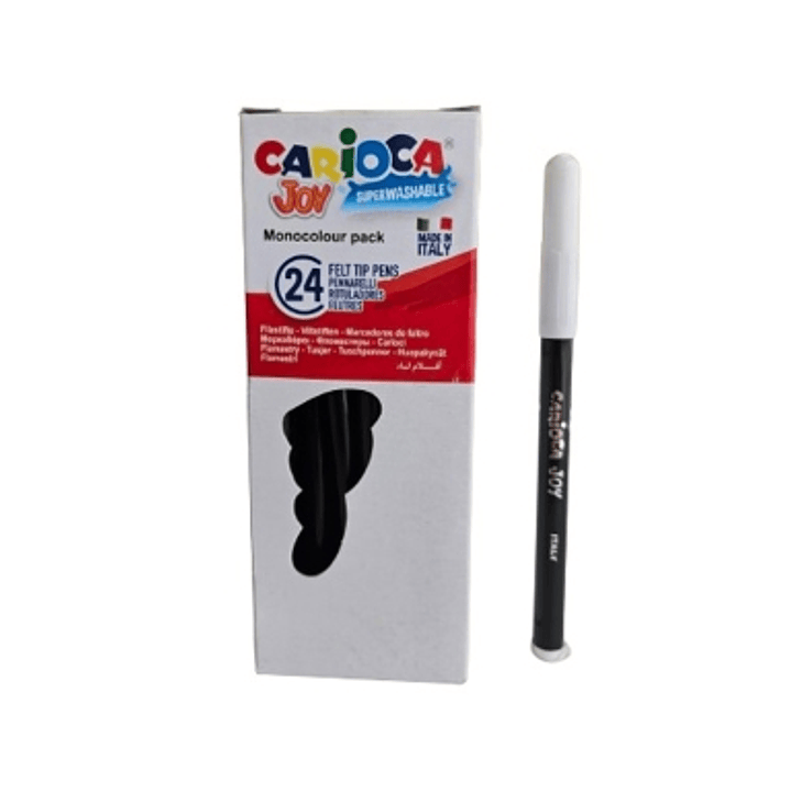 Carioca Joy Rotulador Monocolor - Cuerpo Redondo - Tinta Superlavable - Punta Fina 2.8mm Bloqueada - Tapa Ventilada - Color Negro 1