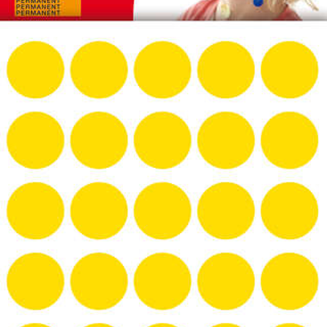 Apli Bolsa de 180 Gomets Redondos Ø 20mm - Adhesivo Permanente - Desarrollo de Habilidades y Creatividad - Ideal para Escuelas Infantiles - Color Amar 1
