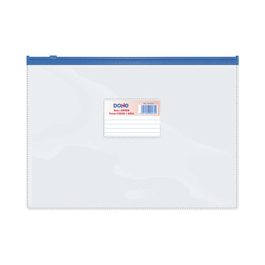 Dohe Bolsa Zipper Apaisada PVC Transparente 150 Micras - Tamaño Folio - Apertura Superior - Cierre Zip Hermetico 1