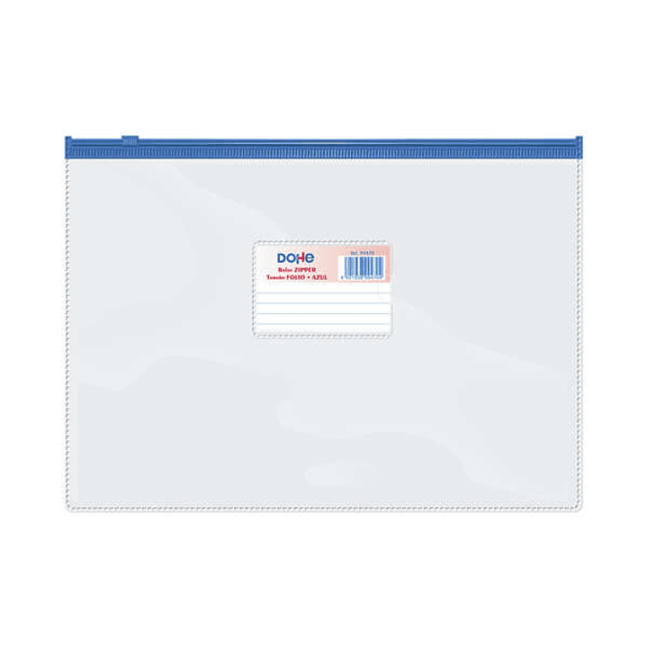 Dohe Bolsa Zipper Apaisada PVC Transparente 150 Micras - Tamaño Folio - Apertura Superior - Cierre Zip Hermetico 1