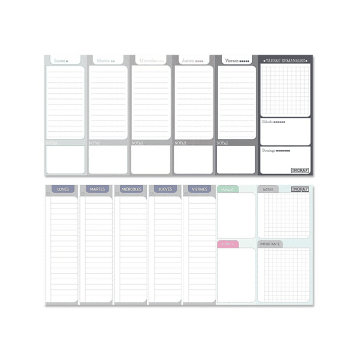 Ingraf Planificador Semanal Encolado - Medidas 29x13cm 1