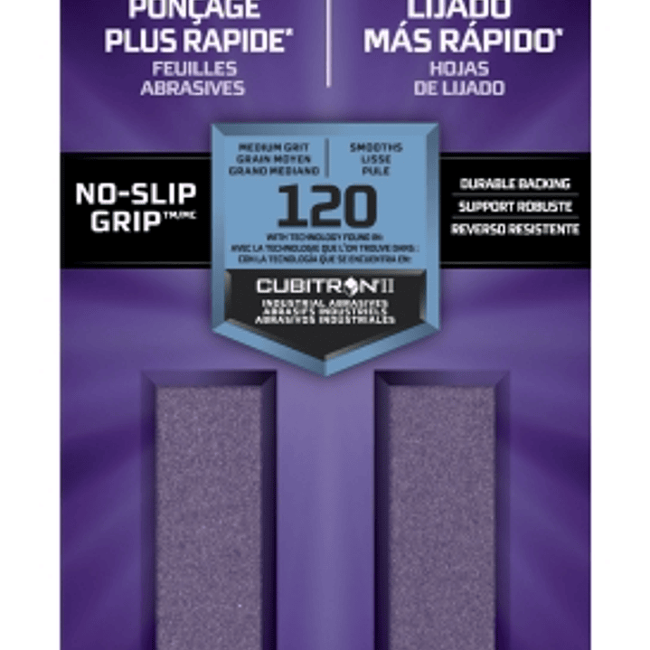3M Pro Grade Precision Faster Pack de 6 Hojas de Lijado - Grano 120 Mediano - 9.31x22.8cm - Rendimiento Superior - Reduccion de Fatiga - Color Morado 1