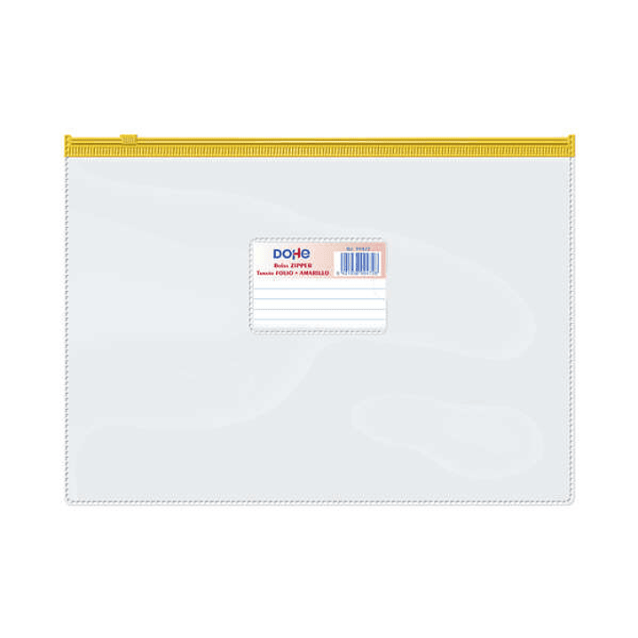 Dohe Bolsa Zipper Apaisada PVC Transparente 150 Micras - Tamaño Folio - Apertura Superior - Cierre Zip Hermetico 1