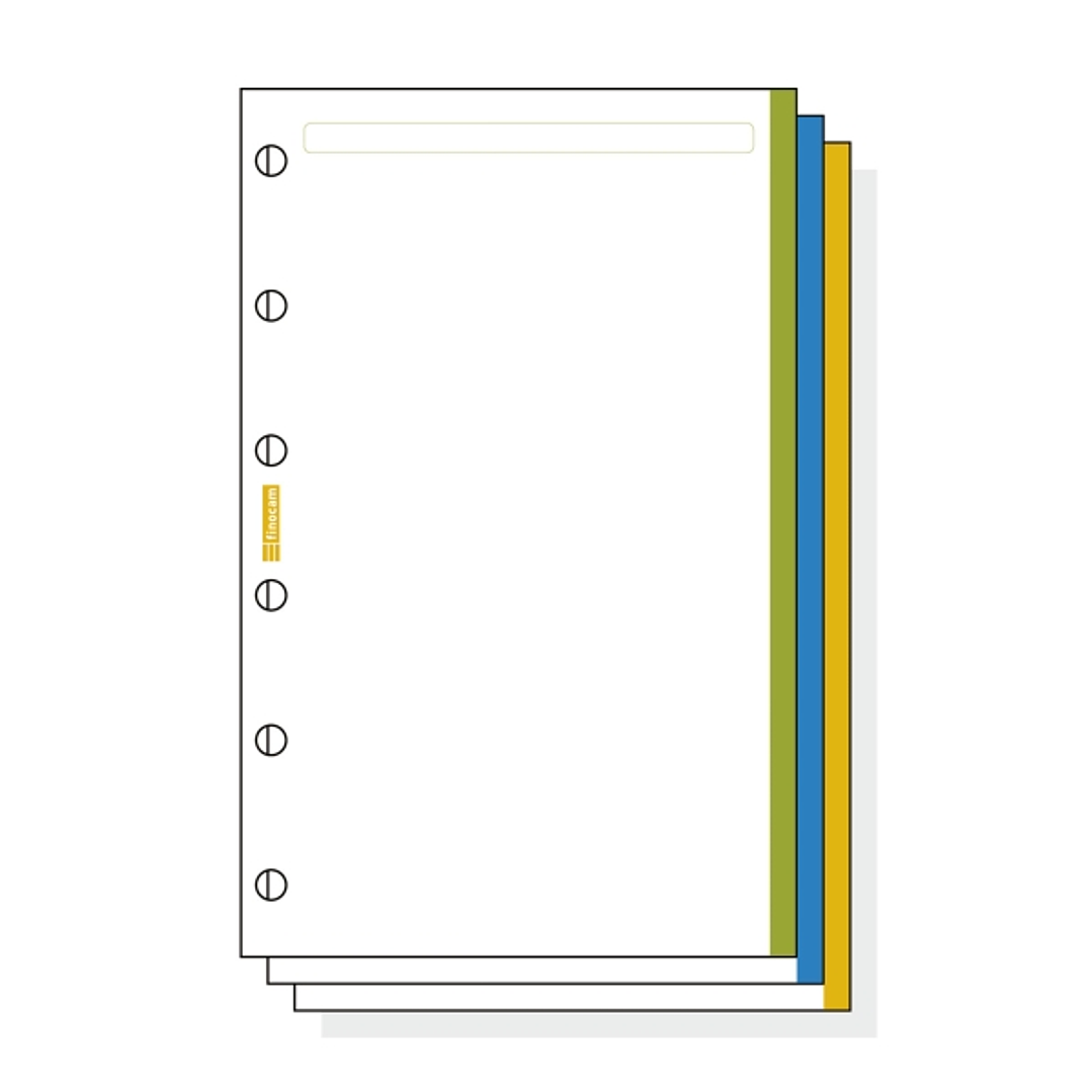 Finocam C245 Notas de Recambio para Agendas Classic - Liso con Banda de Color - Formato 602 - 73x114x5mm - Color Blanco 1