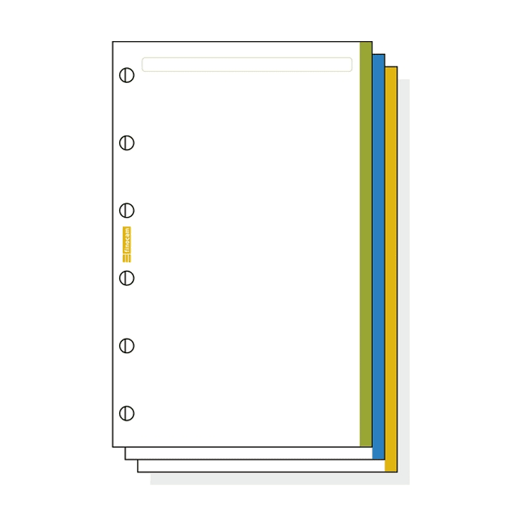 Finocam C245 Notas de Recambio para Agendas Classic - Liso con Banda de Color - Formato 602 - 73x114x5mm - Color Blanco 1
