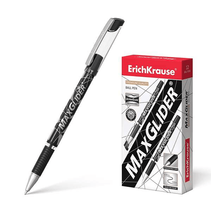 Erichkrause Boligrafo Maxglider - Ultra Glide Technology - Punta Hibrida - Tinta Color Negro 1