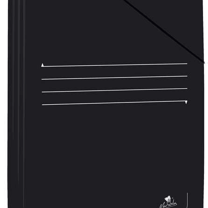 Mariola Carpeta de Carton Plastificado Folio 500gr/m2 - Medidas 34x25cm - Cierre con Goma Elastica - Color Negro 1