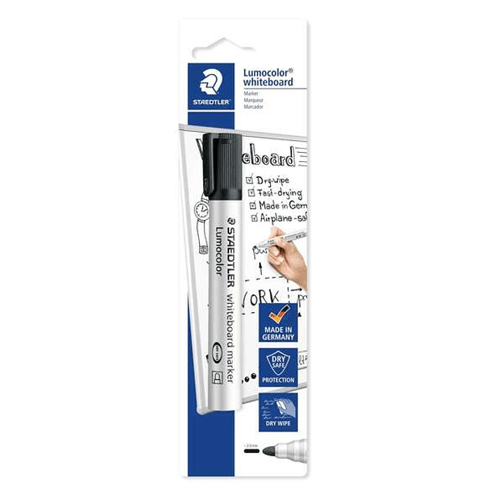 Staedtler Lumocolor 351 Rotulador para Pizarra Blanca - Trazo 2mm - Secado Rapido - Recargable - Color Negro 1