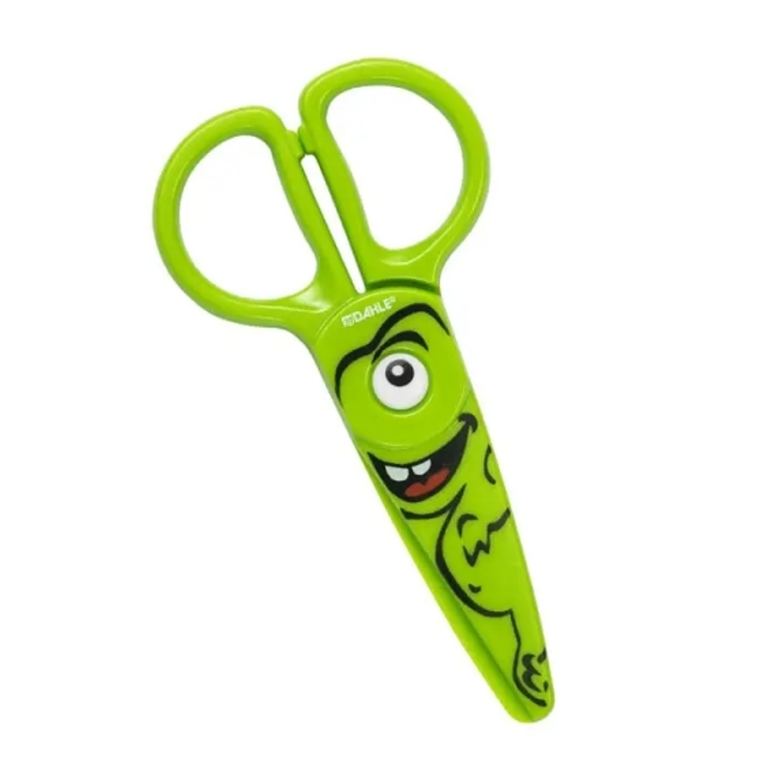 Dahle 54678 Kids Tijeras Infantiles 12cm para los mas Pequeños - Hojas de Plastico - Puntas Redondeadas - Modelo Dino - Color Verde 1