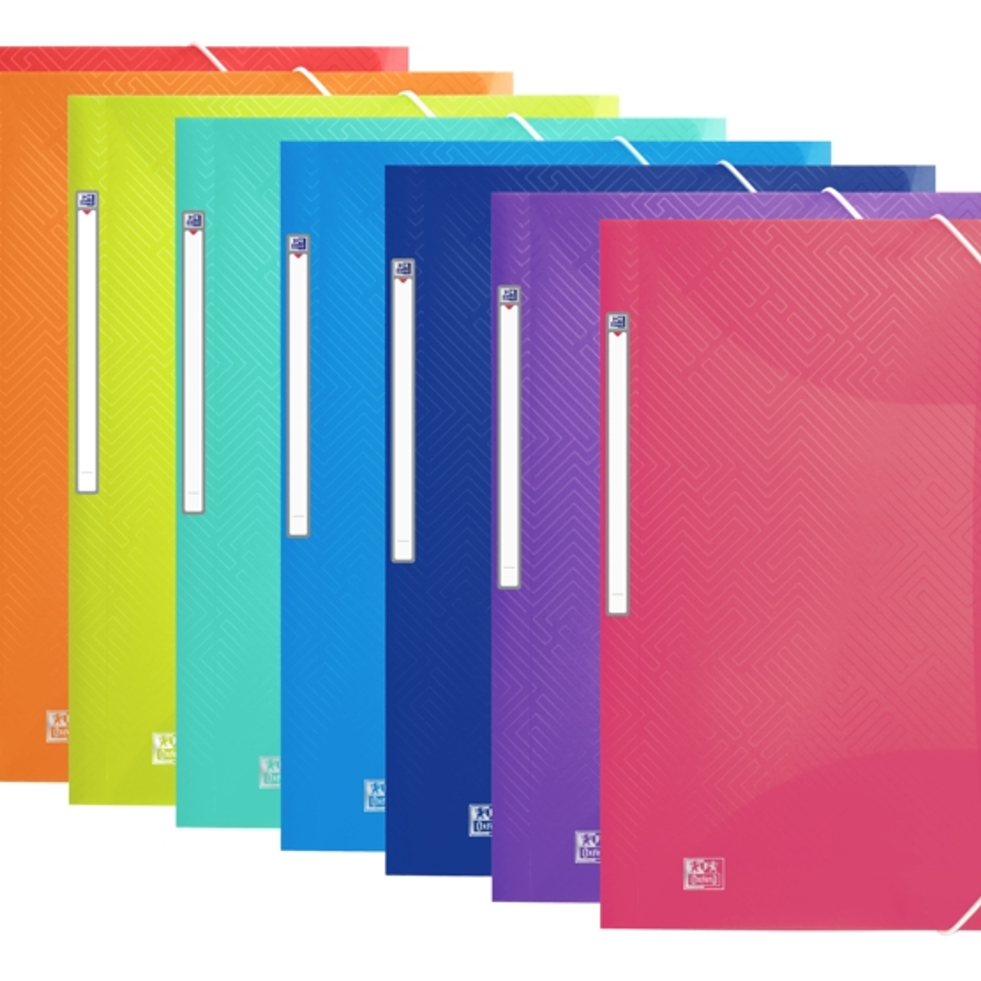 Oxford Urban A3+ Carpeta de Gomas con 3 Solapas A3+ - Plastico Translucido - Lomo de 15mm Ampliable hasta 25mm - Colores Surtidos 1