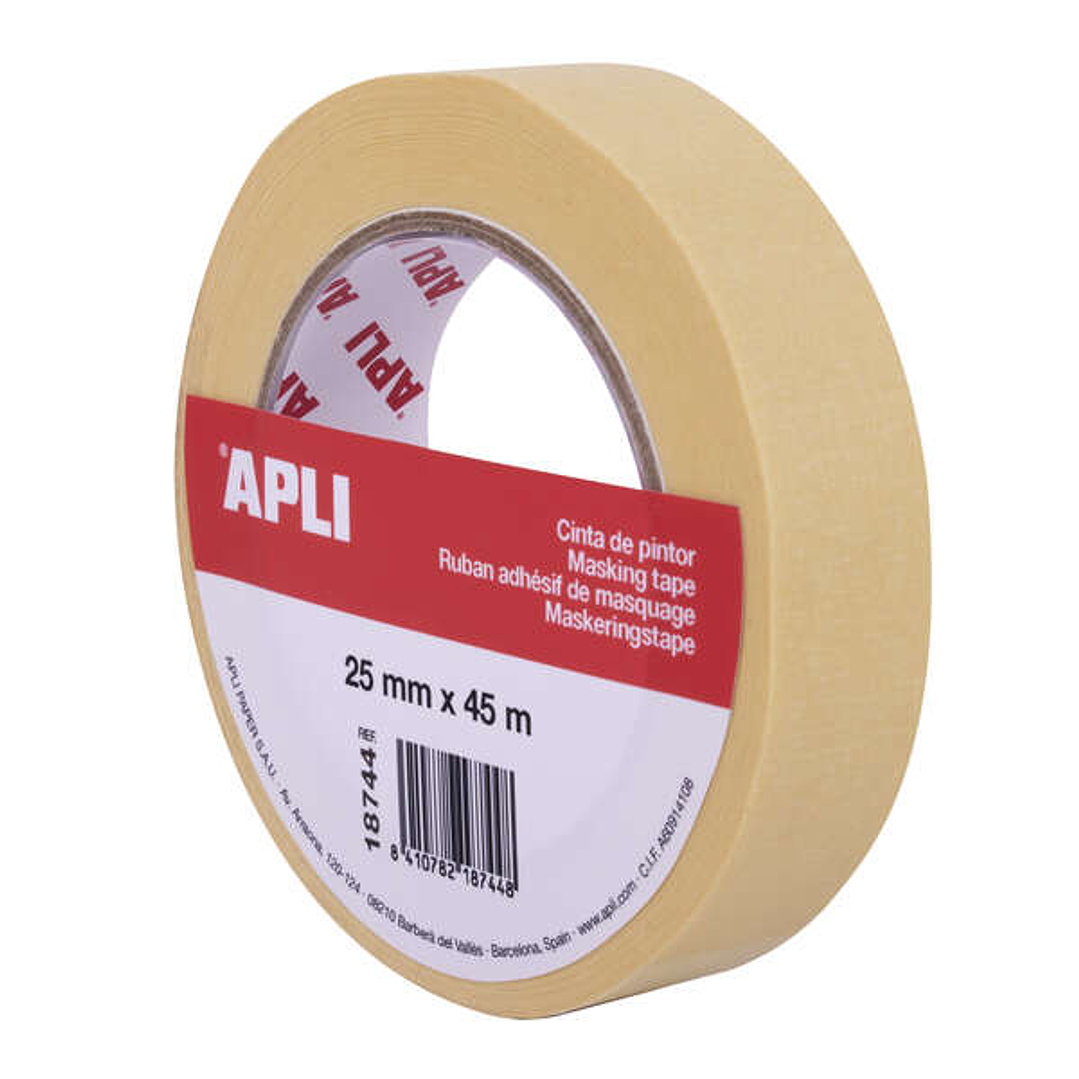 Apli Cinta Pintor 25mm x 45m - Facil de Cortar y Aplicar - Adhesion Fuerte y Duradera - Resistente a la Humedad y a la Abrasion - Azul 1