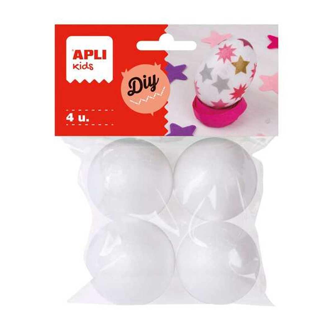 Apli Pack de 4 Bolas de Porexpan Ø 45 mm - Color Blanco 1