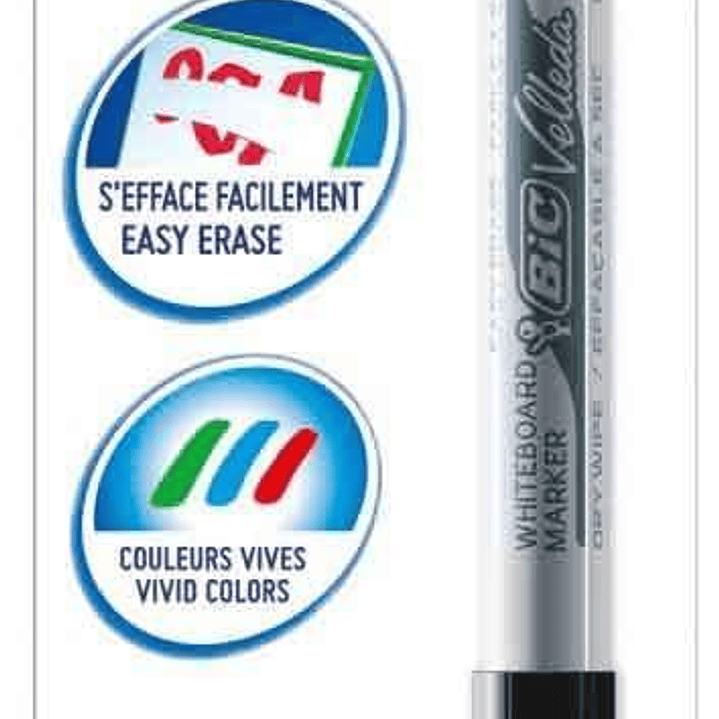 Bic Velleda 1741 Marcador para Pizarra - Punta de 4.5 mm - Trazo 1.4mm - Tinta con Base de Acetona - Borrado Optimo - Larga Duracion - Color Negro 1