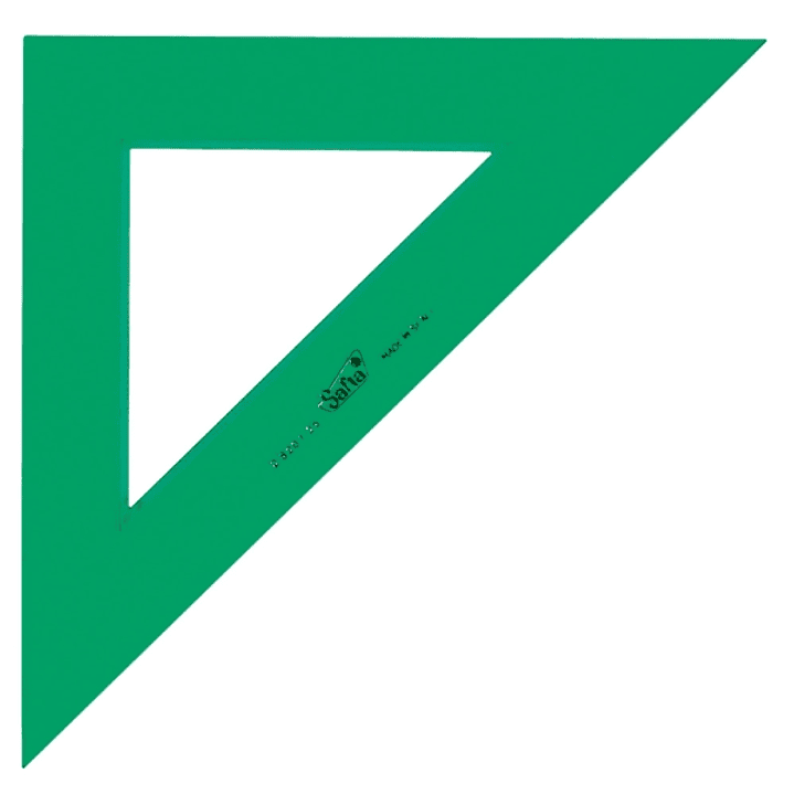 Safta Escuadra de 25cm - Metacrilato - sin Biselado - sin Graduacion - Color Verde 1