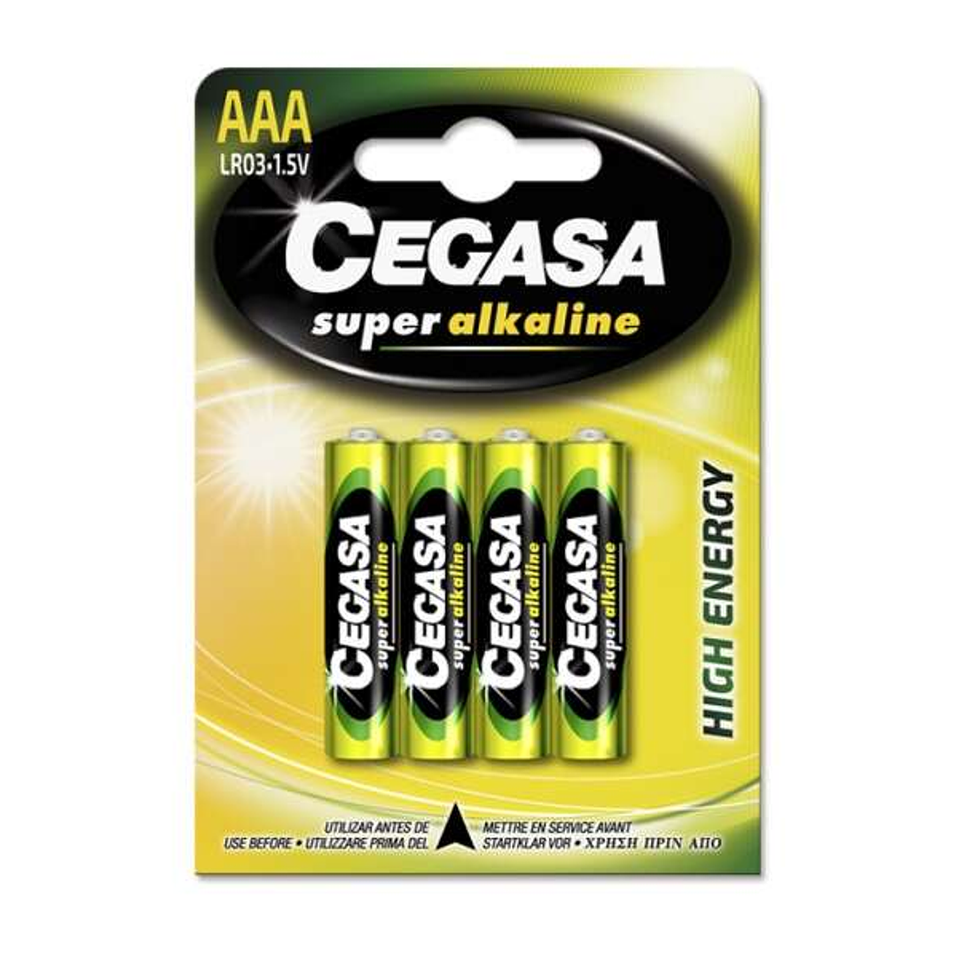 Cegasa Super Alcaline Pack de 4 Pilas LR03 AAA - Alta Tecnologia - Fiabilidad - Elevado Rendimiento - Maximas Prestaciones 1